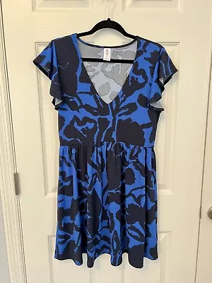 Abound Floral Print Skater Dress Black And Blue Size S • $10