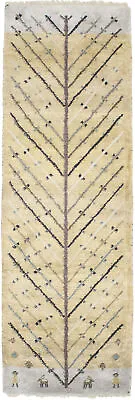 Beige Tribal Tree Of Life Design 3X8 Indo-Gabbeh Oriental Runner Rug Wool Carpet • $276.36