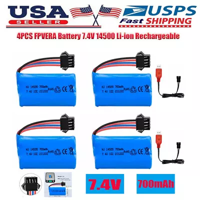 4PCS 700mAh 7.4Volt Batteries For RC Car Drift Monster Truck Off Road Shunt Vehi • $25.54