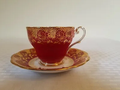£58.98 • Buy Royal Standard Bone China England Bold Red Gold Encrusted Footed Cup And Saucer