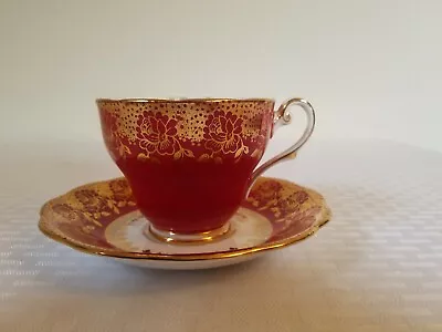 £58.98 • Buy Royal Standard Bone China England Bold Red Gold Encrusted Footed Cup And Saucer
