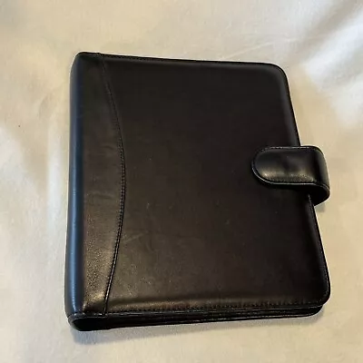 VTG Franklin Quest Black Full Grain Nappa Leather Classic Planner 7-ring Binder • $29