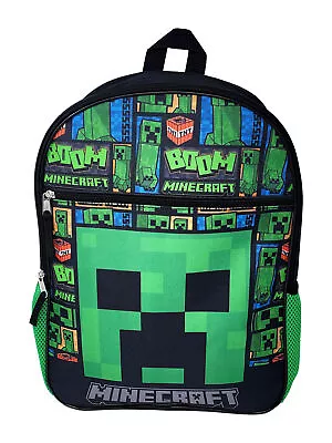 Minecraft Backpack 16  Creepers Front Pocket Boom TNT Green Boys Kids • $17.78