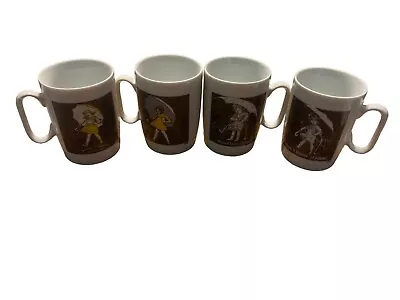 Vintage Morton Salt Coffee Mug Set Of 4 Made In Japan Umbrella Girl • $20