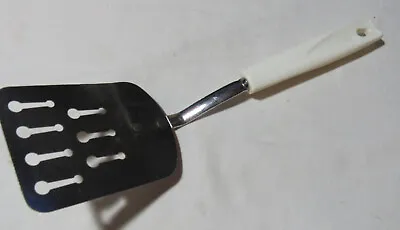 Vintage EKCO WHITE Stainless Slotted SHORT Spatula Turner Flipper 9.5” USA • $17