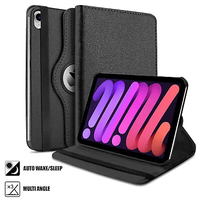 Leather Magnetic Flip Stand Cover 360° Rotating Case For IPad Mini 6 2021 8.3 In • £3.49