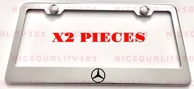 2X Mercedes Benz Logo Stainless Steel Chrome Finished License Plate Frame Holder • $19.99