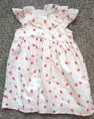 GEORGE Baby Girls 12-18 Months Strawberry Themed Summer Dress (A597) • £1.50