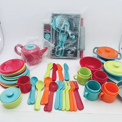 $24.95 • Buy Battat Kids 72 Piece Dish Pretend Play Set Kitchen Dishes Pots Pans Colorful NEW