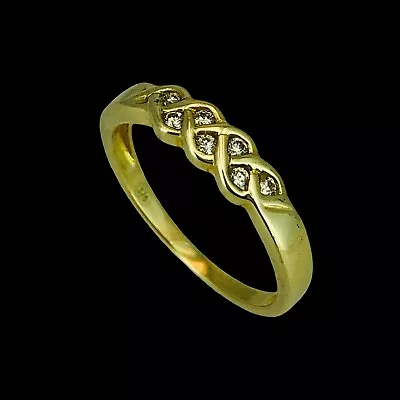 Lovely 9ct Yellow Gold Diamond Ring (Size O) • $169