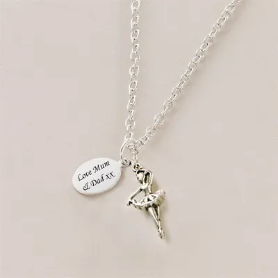 Ballerina Necklace Personalised ANY Engraving Of Names Words. Ballet Jewellery • £18.99