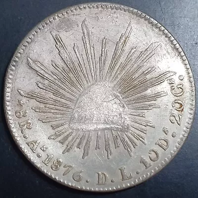 Mexico Second Republic 8 Reales 1876 As DL Alamos Mint Scarce Mintmark • $159.99