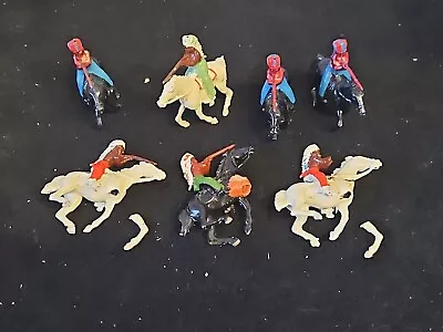 Old JOHILLCO England 1950s Lead North American Indians Mounted X7 - Some Broken • £29.99
