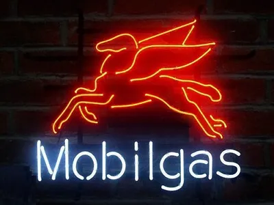 Mobilgas Pegasus Flying Horse Mobil Gas Oil 20 X16  Neon Sign Lam With Dimmer • $174.99