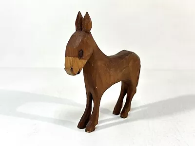 Donkey /Mule /Burro Figurine Miniature Brown Standing Carved Wood Wooden 5 Inch • $12.99