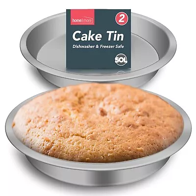 2 Round 8 Inch Cake Tin 20cm | 3.5cm Deep Base Baking Pan Tray Victoria Sandwich • £6.99