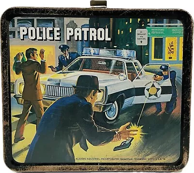 Vintage 1978 Police Patrol Collectible Metal Lunchbox Aladdin  No Thermos • $120