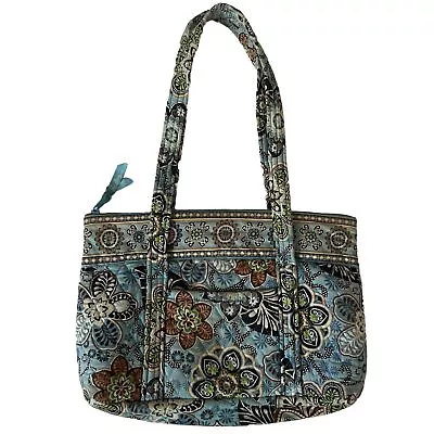 Vera Bradley Bali Blue Shoulder Bag 1 Outside Pocket 6 Inside Pockets • $11.04