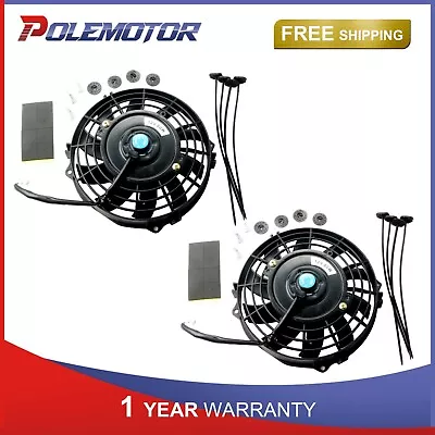 2x Black 12V 7 Inch Universal Electric Slim Push Pull Radiator Cooling Fan • $33.91