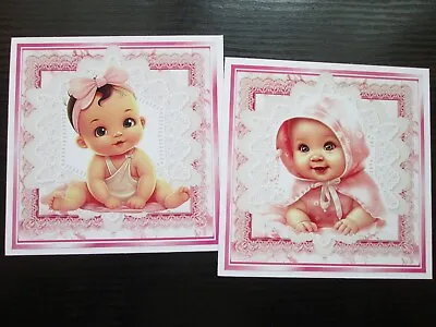 2 X CUTE ADORABLE  BABY GIRL  Hand Made Card Toppers • £1.30