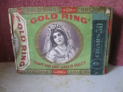 Vintage Gold Ring Londres Wooden Cigar Box With Tax Stamp • $6.50