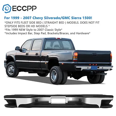 Chrome Rear Step Bumper No Sensor Hole For Chevy Sliverado 1500 1999-2007 • $174.23