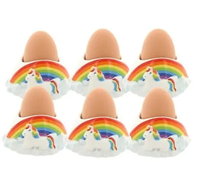 6 X Egg Cups Holder Breakfast Stand Ceramic Boiled Kitchen Tableware Unicorn Set • £6.99