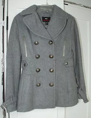 XS Miss Sixty M60 Gray Wool Blend Car Pea Coat Anchor Buttons Front Lined Womens • $14.95