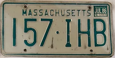 Massachusetts Vintage 1986 License Plate 157 IHB Mass July MA • $15.99