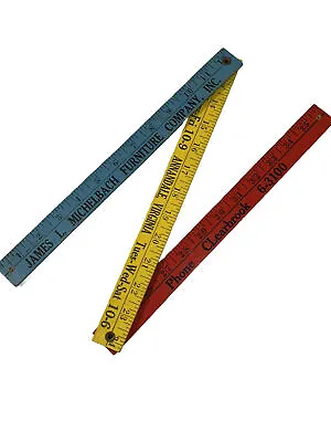 Vintage Wood 12” 1 Ft. Folding Tape Measure Ruler L Michaelbach Furniture Co • $10.25