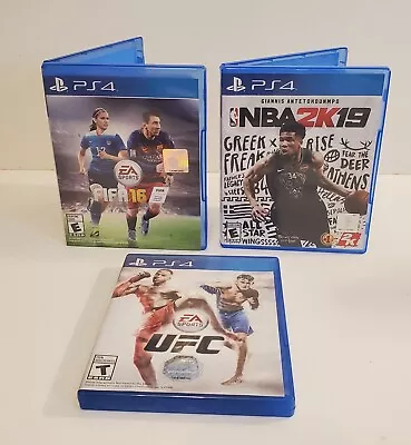 ✅PS4 Lot Of 3 UFC + NBA2K19  + FIFA16 As Pictured Tested & Works • $13.89