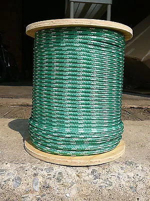 Sailboat Rigging Rope 5/16  X 50' Green/White Double Braided Sheet Halyard Line • $39.50