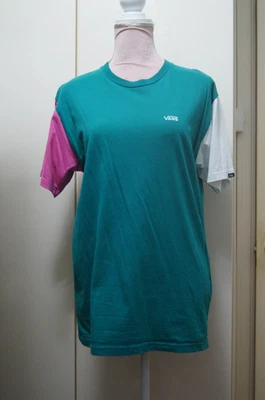 £8 • Buy Ladies Green, White & Pink Vans T-shirt Size Medium