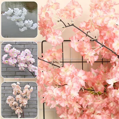 £5.51 • Buy 120cm Artificial Branch Cherry Blossom Fake Silk Flower Tree Party Home Decor