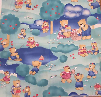 $7.25 • Buy Cotton  Fabric PRINCESS FABRICS Pattern #595 Teddy Bears At Play 28  X 58