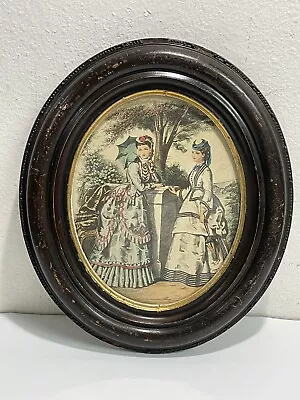 Gilquin Fils Imp Paris Hand Colored Engraving Print La Mode Illustree Oval Frame • $49.84