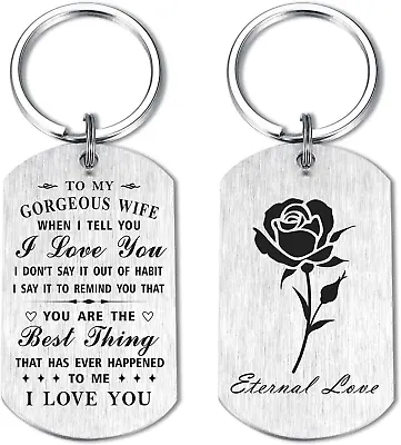 To My Wife Gift I Love You Keychain For Wife Her Good Wife Wedding Anniversary • $21