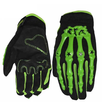 Mens Motocross Racing Gloves Skull Motorcycle Riding Off-Road Full Finger Gloves • $13.98