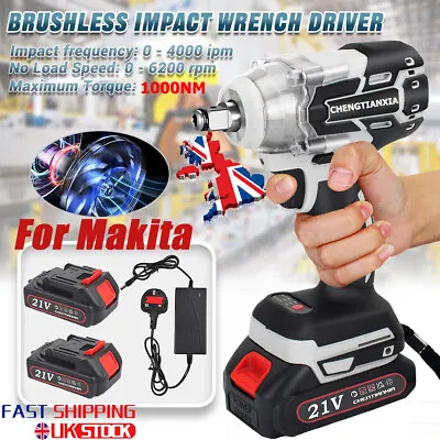 1000Nm 1/2  Cordless Electric Impact Wrench Drill Gun Ratchet Driver W/2 Battery • £32.99