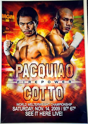 Manny Pacquiao Vs. Miguel Cotto FIREPOWER 2009 Vintage Boxing 24x36 Wall POSTER • $67.49