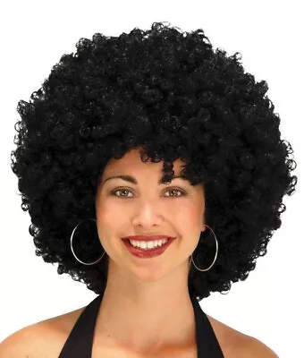 Adult Big Black Curly Afro Wig Unisex Hippie 70s Disco Party Stage School • $34.89