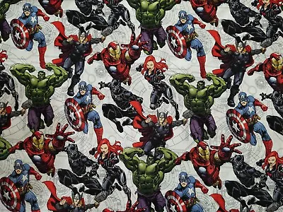 Marvel Avengers Fabric By Springs Creatives Superhero's Hulk Spiderman BTHY • $4.75