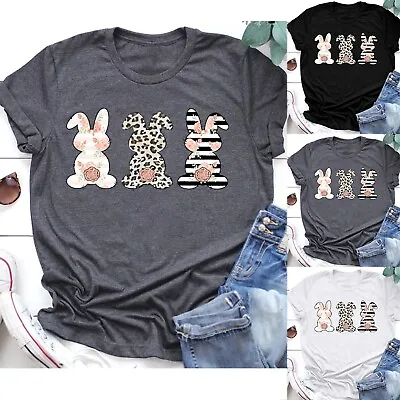 $20.70 • Buy Women Easter Bunny Printing Short Sleeve O-Neck Tee T-Shirt Tunic Blouse Tops