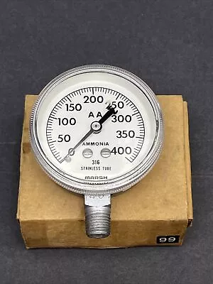 NEW OLD STOCK Vintage Marsh Hydraulic Pressure Gauge - AA 316 Ammonia GAUGE • $9.95