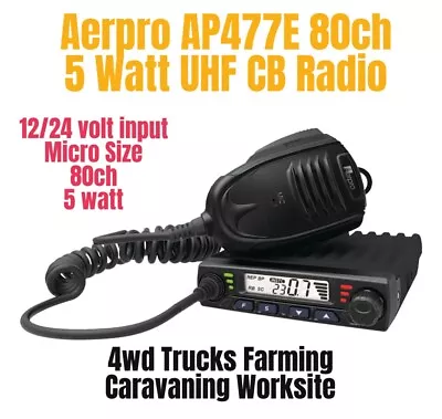 **BRAND NEW** Aerpro AP477E UHF 80 Channel Radio 5 Watt 12/24V Duplex 2-Way CB • $138