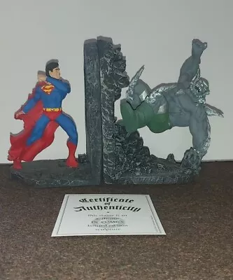 DC COMICS SUPERMAN Vs DOOMSDAY BOOKENDS STATUE 1996 RARE By PAQUET / No Box • $437.87