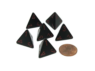 Opaque 18mm 4 Sided D4 Chessex Dice 6 Pieces - Black With Red Numbers • $4.49
