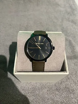 $175 Michael Kors MK8676 Mens Black Dial Olive Green Blake Leather Watch • $104.99