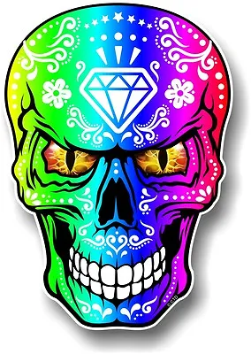Realistic Mexican Sugar Skull Multi Colour & Evil Eyes Car Bike Sticker Decal • £2.83