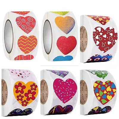 Heart Stickers Valentine Love Labels For DIY Crafts Gift Bags Cards Envelopes • £1.99